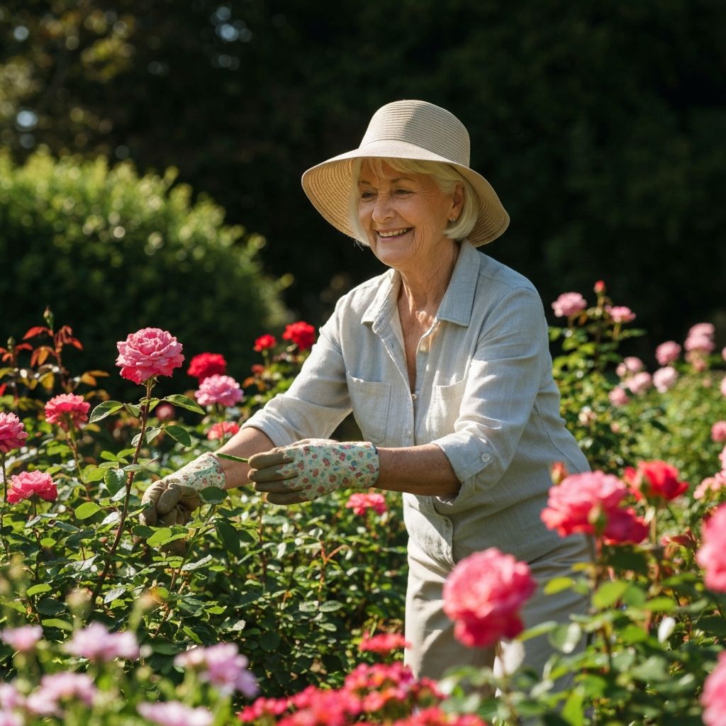 Elena en su jardín